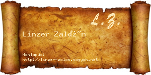 Linzer Zalán névjegykártya